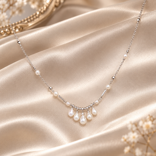 Dwellaroq® Silver-Tone Pearl Drop Pendant Necklace for Women