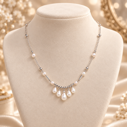 Dwellaroq® Silver-Tone Pearl Drop Pendant Necklace for Women