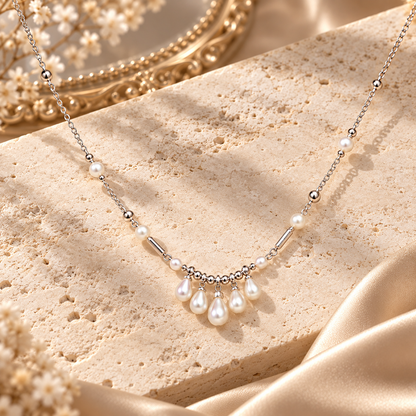 Dwellaroq® Silver-Tone Pearl Drop Pendant Necklace for Women