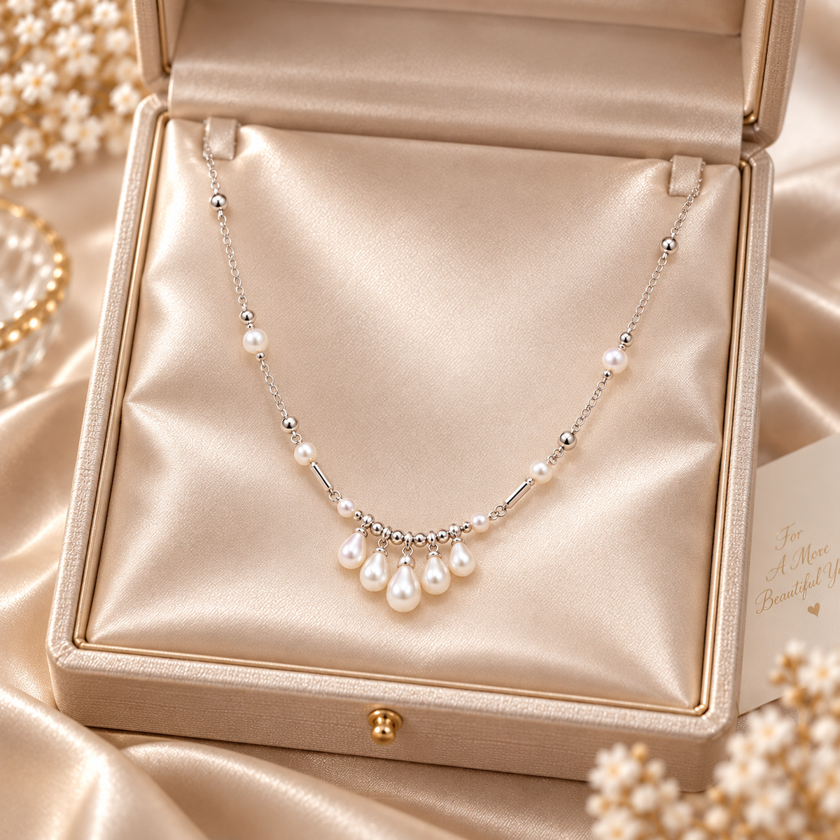 Dwellaroq® Silver-Tone Pearl Drop Pendant Necklace for Women