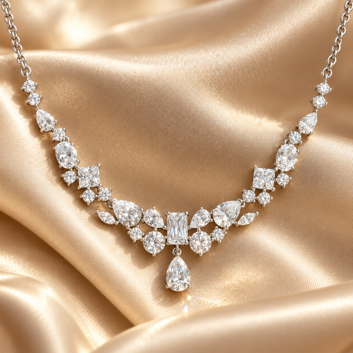 Dwellaroq® Crystal Teardrop Statement Necklace for Women