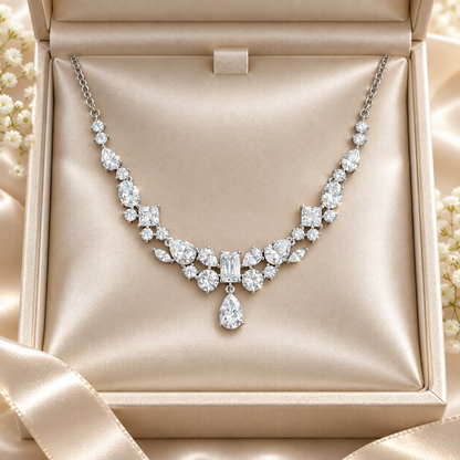 Dwellaroq® Crystal Teardrop Statement Necklace for Women