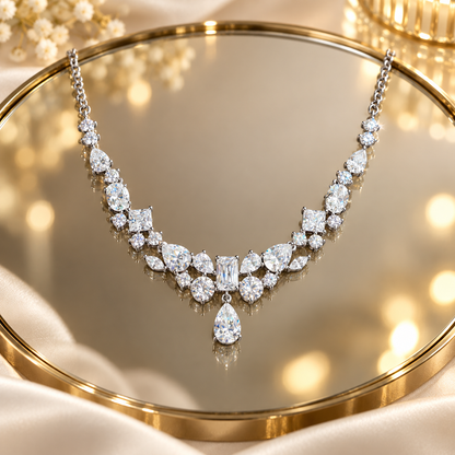 Dwellaroq® Crystal Teardrop Statement Necklace for Women