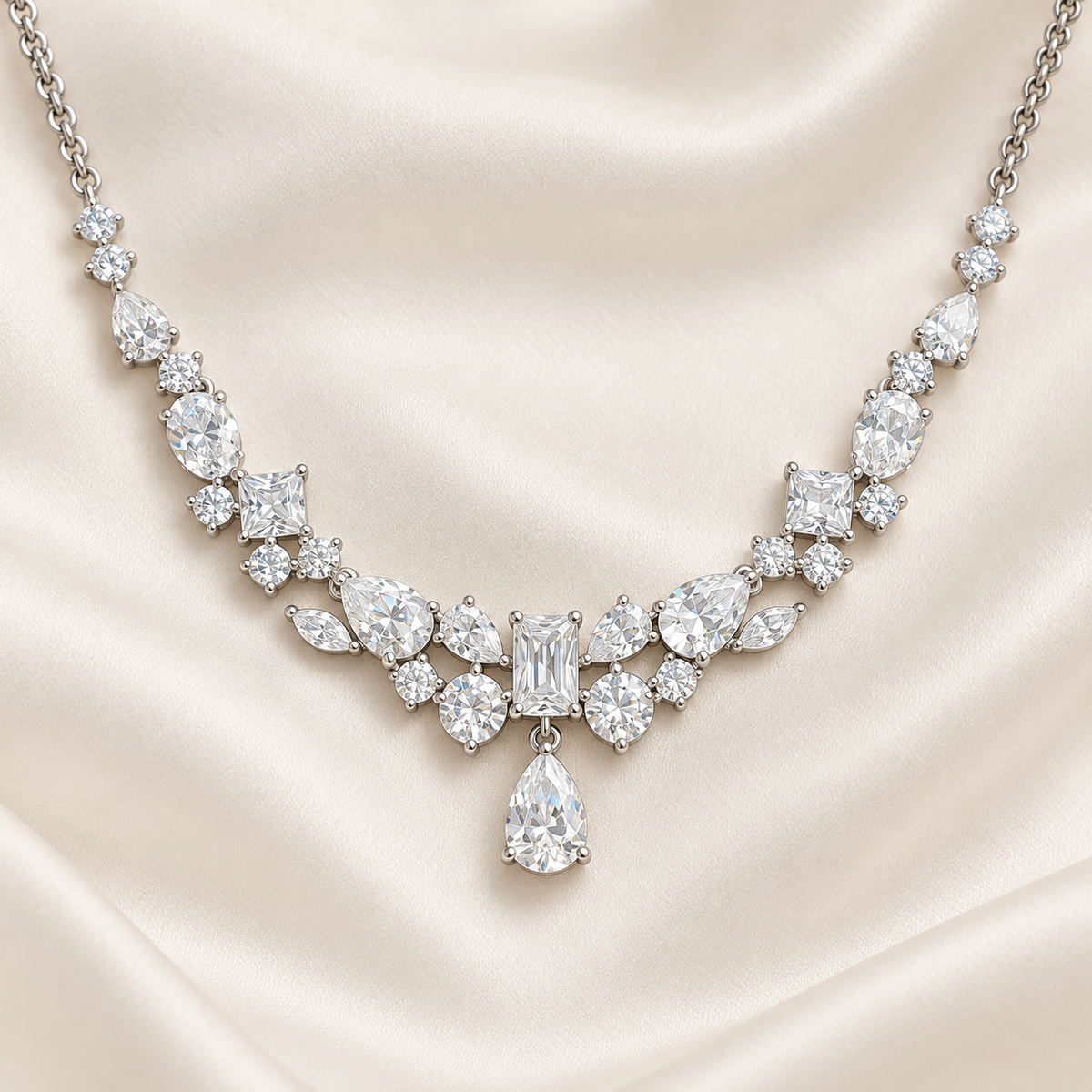 Dwellaroq® Crystal Teardrop Statement Necklace for Women