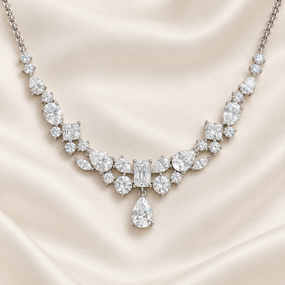 Dwellaroq® Crystal Teardrop Statement Necklace for Women