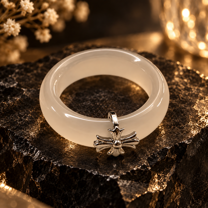 Dwellaroq® Ivory Cross Charm Statement Ring for Women