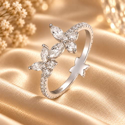 Dwellaroq® Butterfly Crystal Open Ring for Women