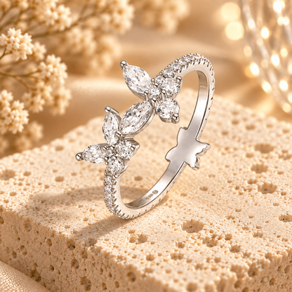 Dwellaroq® Butterfly Crystal Open Ring for Women
