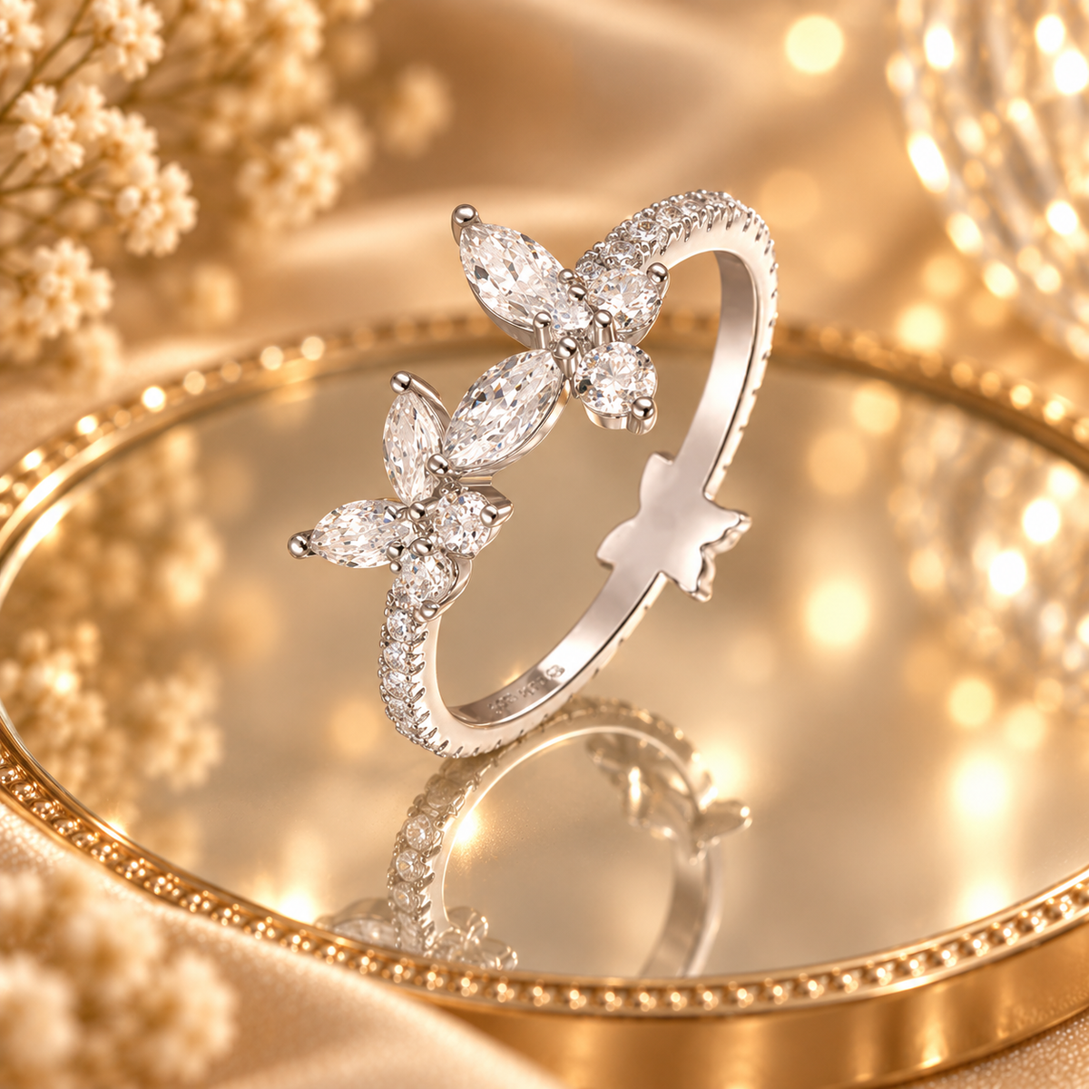 Dwellaroq® Butterfly Crystal Open Ring for Women