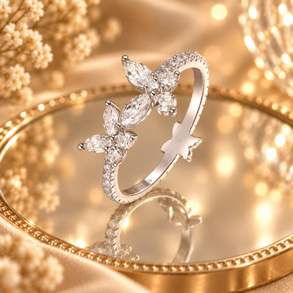 Dwellaroq® Butterfly Crystal Open Ring for Women