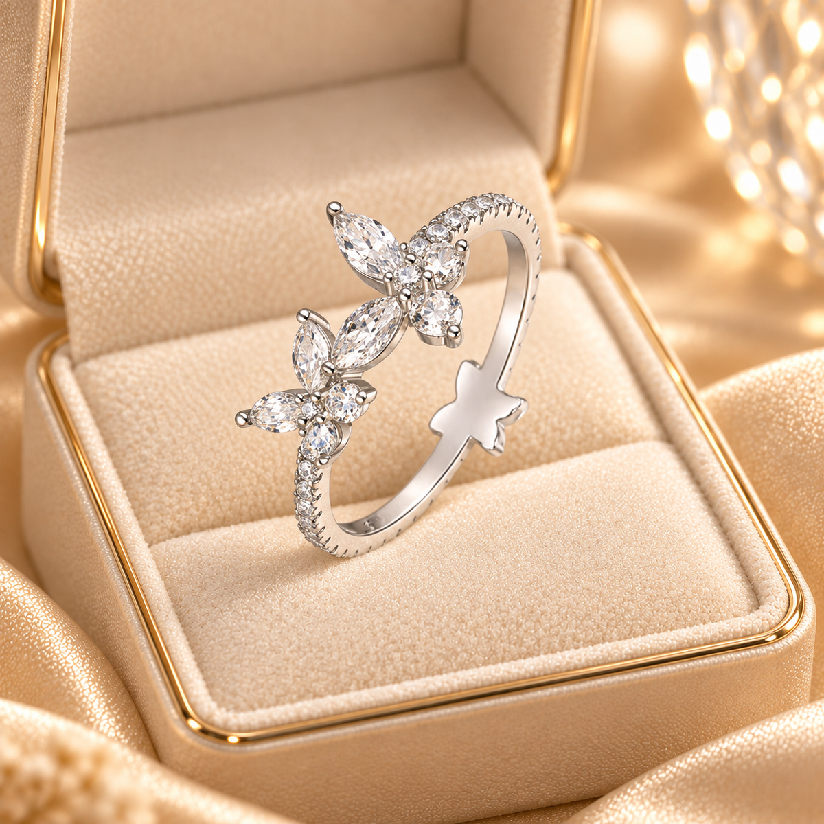 Dwellaroq® Butterfly Crystal Open Ring for Women
