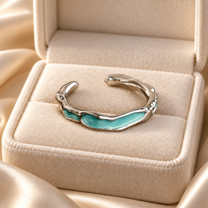 Dwellaroq® Silver-Tone Turquoise Open Ring for Women
