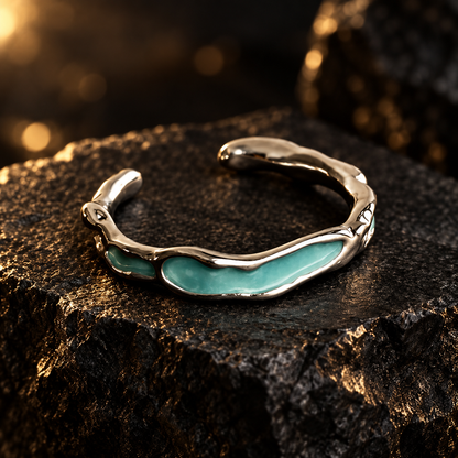 Dwellaroq® Silver-Tone Turquoise Open Ring for Women