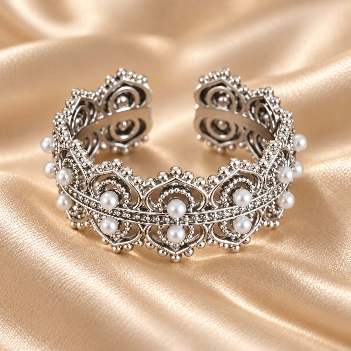 Dwellaroq® Pearl Crown Open Ring for Women