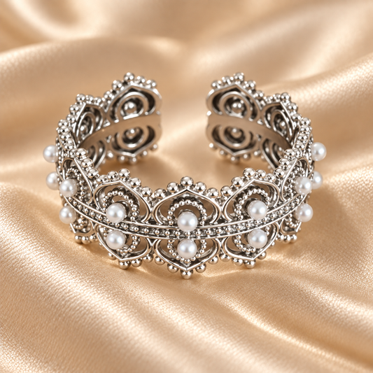 Dwellaroq® Pearl Crown Open Ring for Women