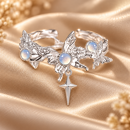 Dwellaroq® Butterfly Moonstone Open Ring for Women