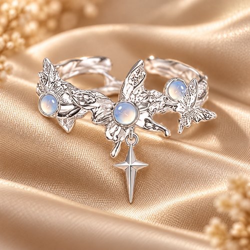Dwellaroq® Butterfly Moonstone Open Ring for Women