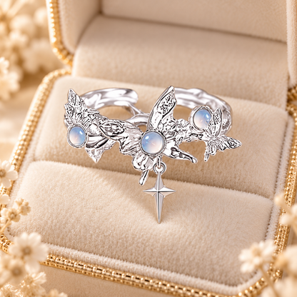 Dwellaroq® Butterfly Moonstone Open Ring for Women