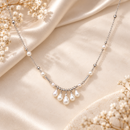 Dwellaroq® Silver-Tone Pearl Drop Pendant Necklace for Women
